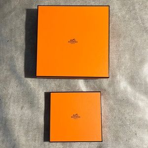1 large 1 small square hermes box.